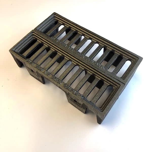 WIN6 - cast iron interlocking double size Windsor metric air bricks in bare metal